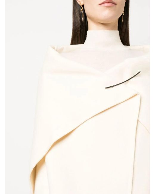 The Row White Cashmere Drape-Detail Coat
