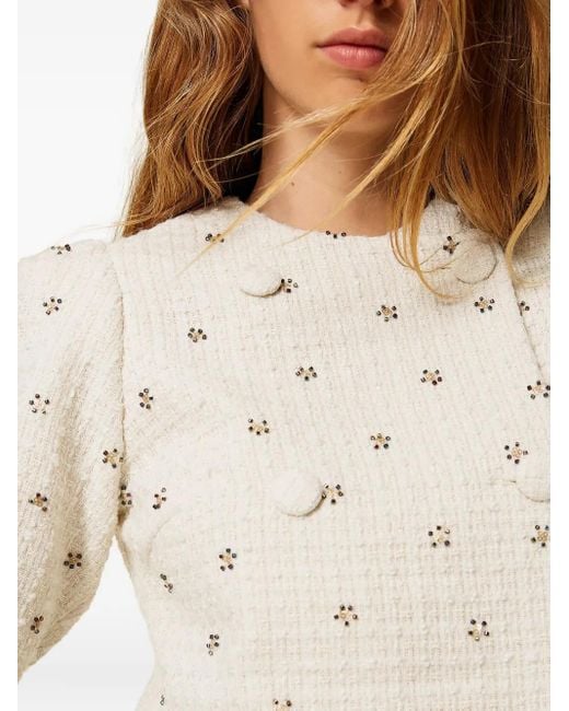 Twinset Natural Bouclé-Texture Embellished Jacket