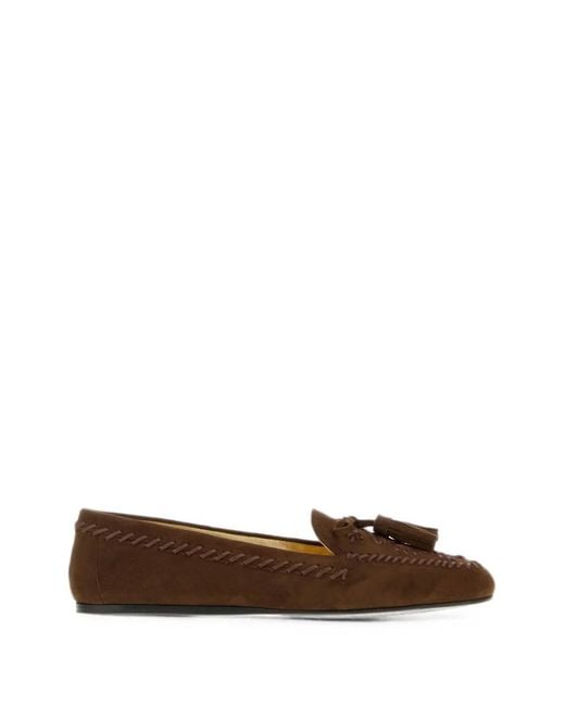 Prada Brown Whipstitch-Trim Loafers