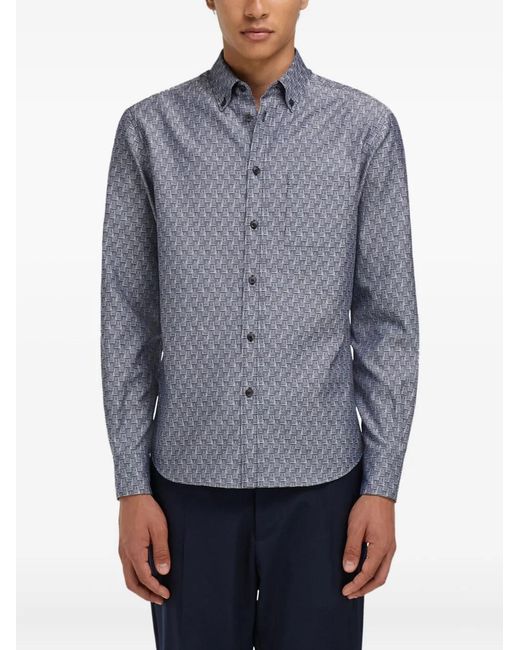 Ferragamo Blue Monogram Shirt for men