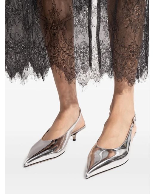 Zapatos de puntera en punta con tira trasera y tacón de 35 mm Paris Texas de color White