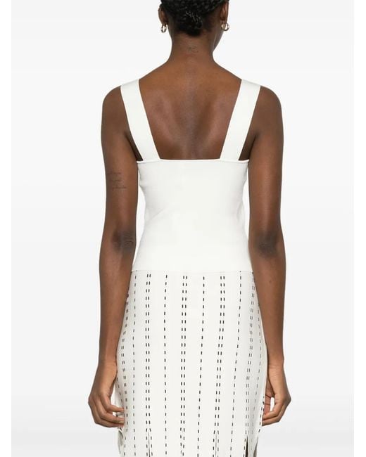 Jonathan Simkhai White Square-Neck Knitted Top