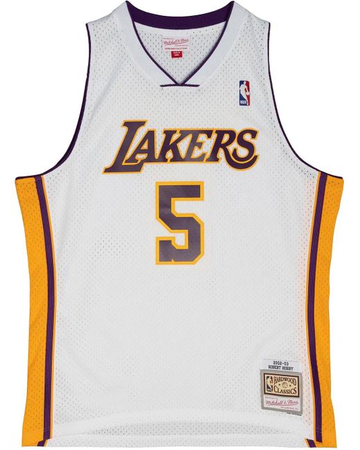 Camiseta Swingman Hardwood Classics Robert Horry Los Angeles Lakers "White" 2002/03 Mitchell & Ness de hombre de color Gray