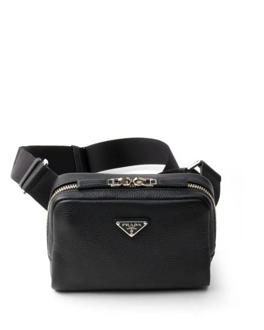 Prada Black Brique Leather Bag for men