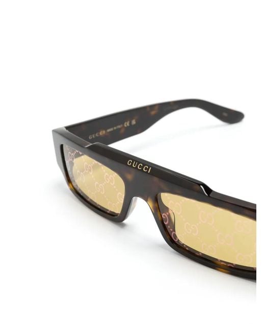 Gucci Natural Tortoiseshell Rectangle-Frame Sunglasses