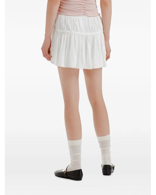 B+ AB White Button-Up Ruffled Mini Skirt
