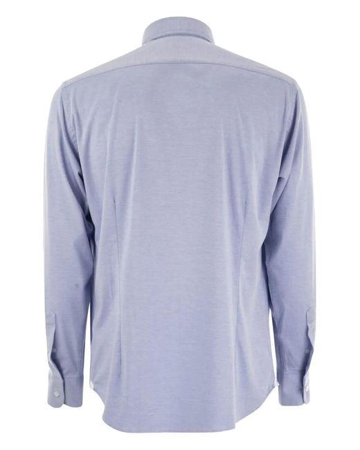 Fedeli Blue Giorgio Button Shirt for men