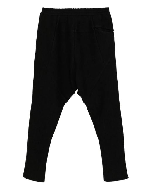 DEVOA Black Panelled Drop-Crotch Trousers for men