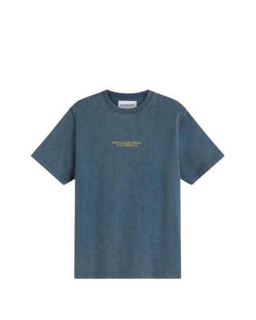 LES HÉRITIERS Blue Slogan-Print T-Shirt