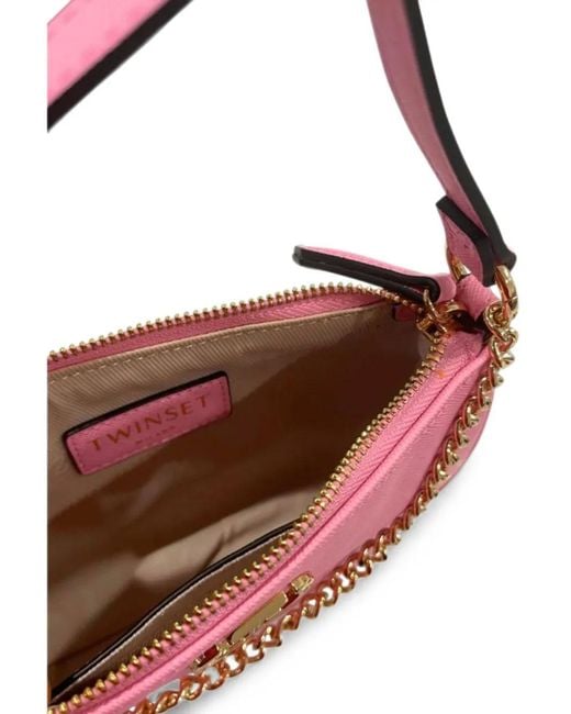 Twinset Pink Logo-Plaque Shoulder Bag