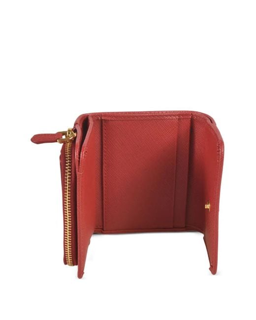 Prada Red Logo-Plaque Wallet