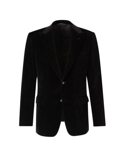 Canali Black Velvet Peak-Lapel Jacket for men