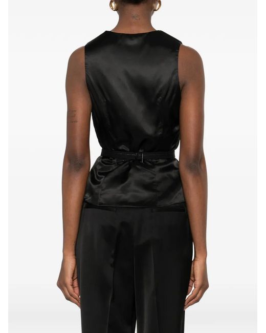 McQueen Black Striped Layered Waistcoat