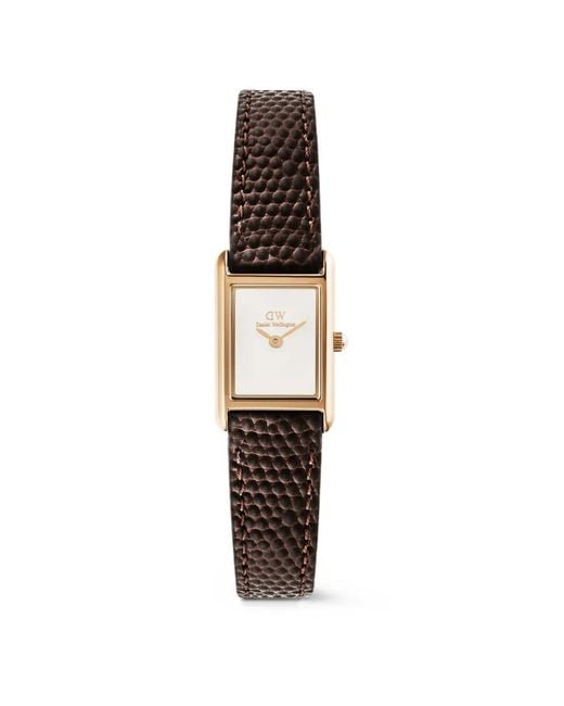 Daniel Wellington White Montre Bound Mini 25 Mm À Effet Peau De Lézard
