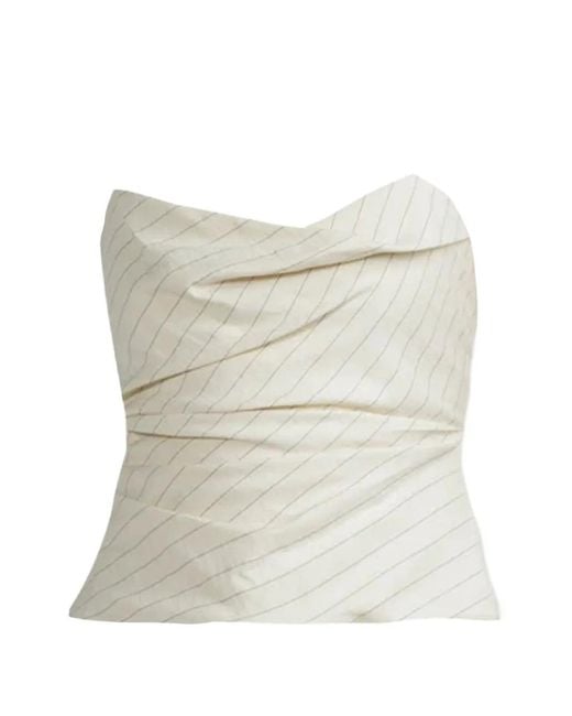 The Sei White Striped Cowl-Neck Blouse