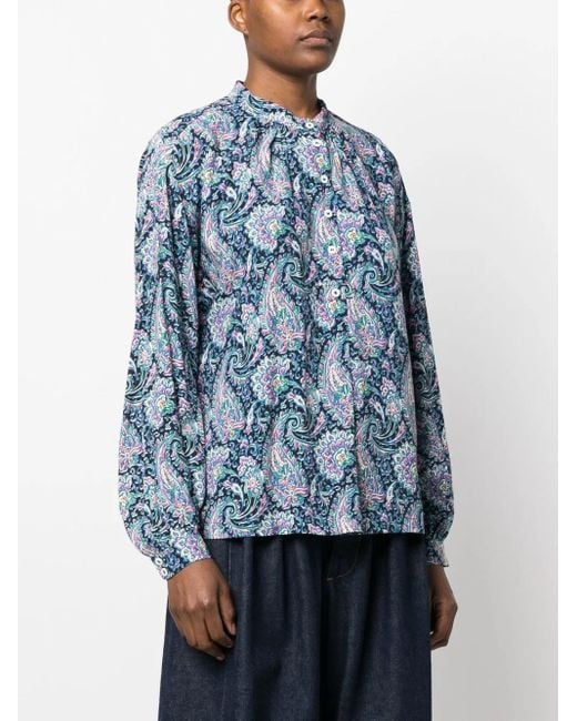 A.P.C. Blue Paisley-Print Blouse