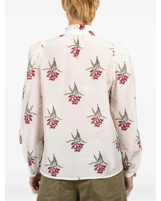 Alix Of Bohemia White Annabel Floral-Print Ruffle Shirt