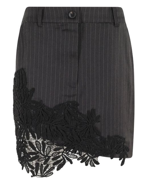 Essentiel Antwerp Black Pinstriped Mini Skirt