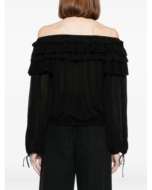Cynthia Rowley Black Ruffled Blouse