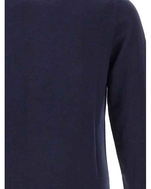 Sun 68 Blue Ribbed Crew-Neck Sweater for men