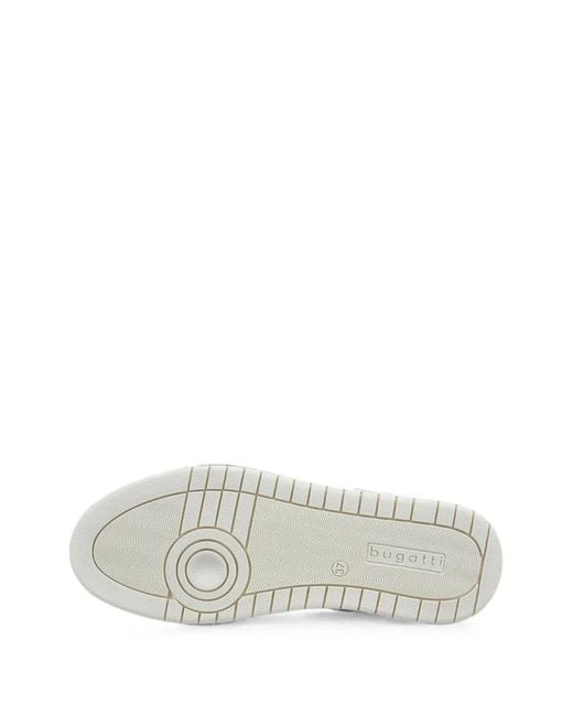 Bugatti White Logo-Patch Metallic-Trim Sneakers