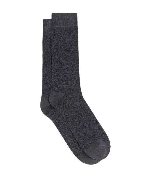Etro Black Leafy Jacquard Socks for men