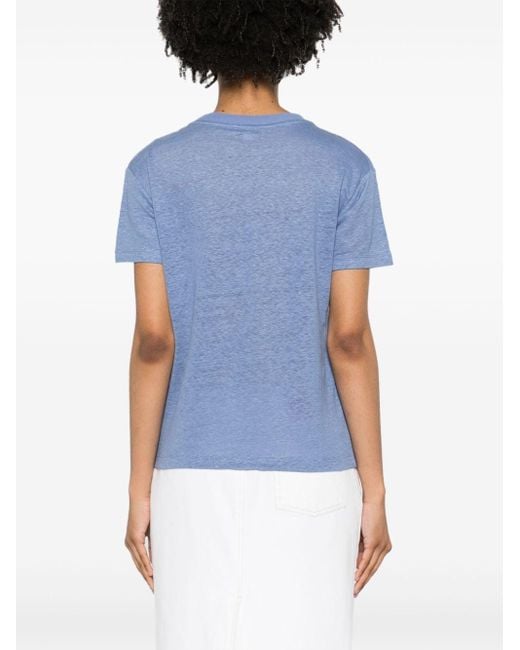 Vince Blue Short-sleeve Linen T-shirt