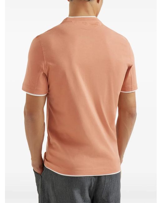 Brunello Cucinelli Orange Crew-Neck T-Shirt for men