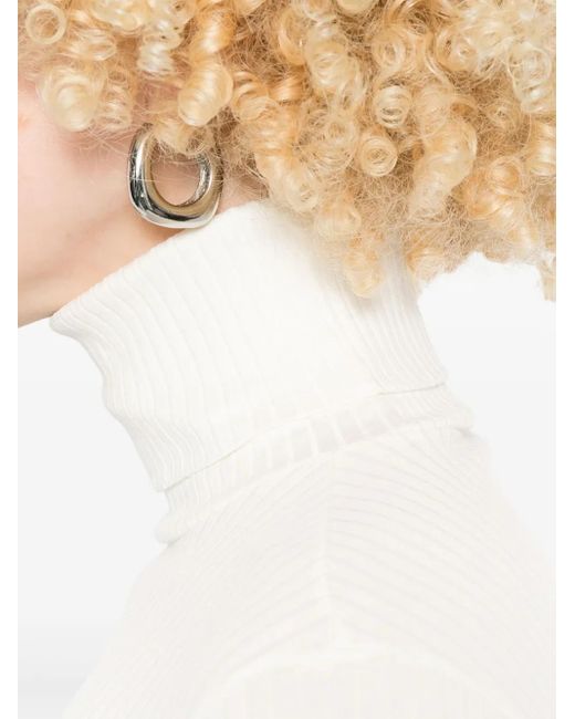 Re/done White Ribbed Roll-Neck Top