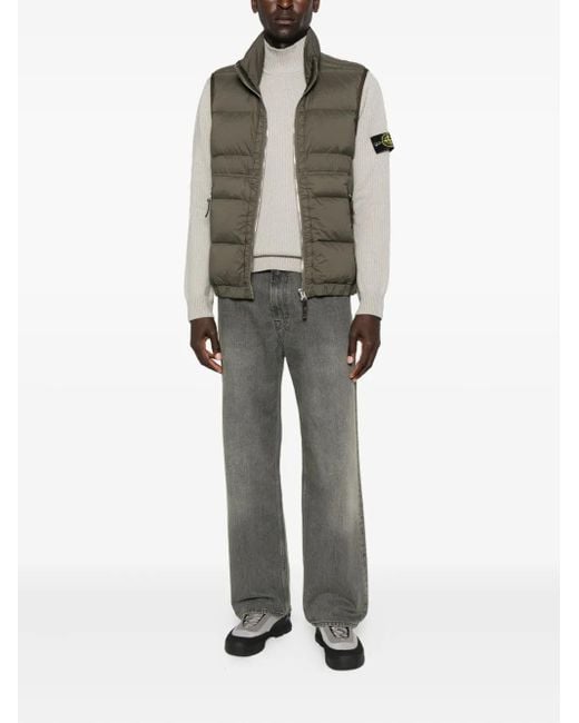 Stone Island White Ribbed Turtleneck Sweater for men