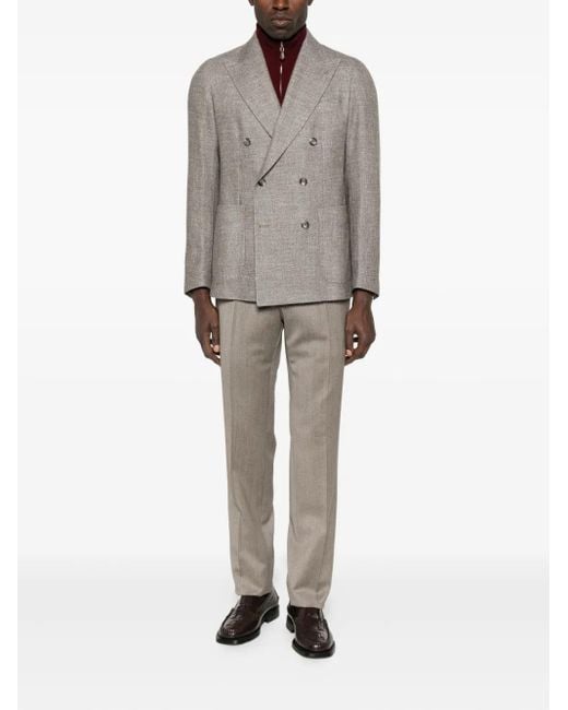 Tagliatore Gray Double-Breasted Textured Jacket for men