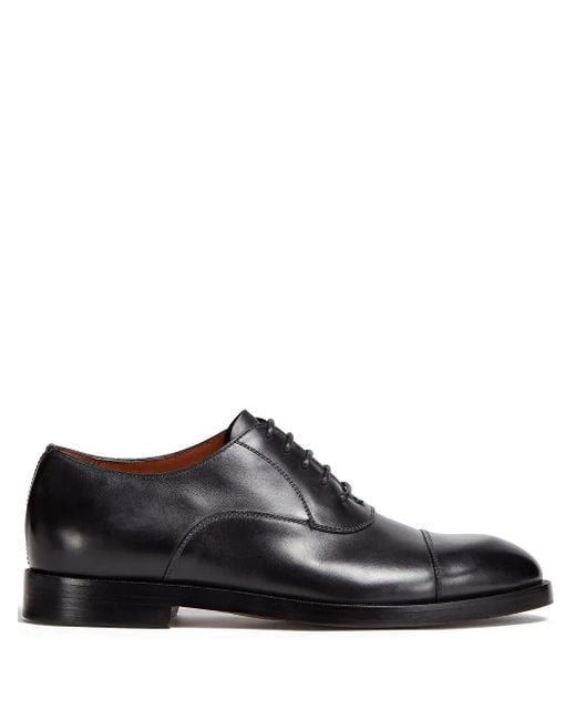 Zegna Black Torino Leather Oxford Shoes for men