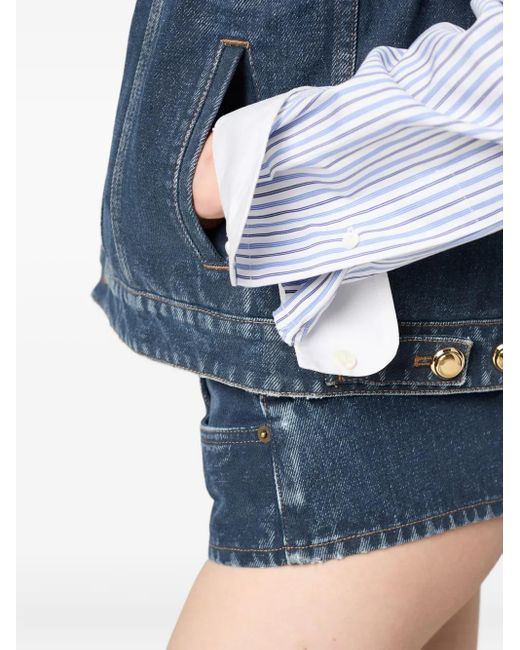 Miu Miu Blue Jeansweste Mit Cordkragen