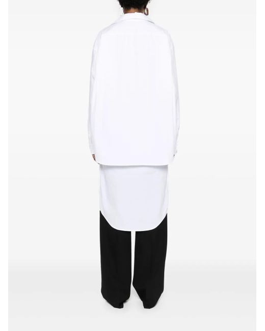 Balenciaga White Embroidered-Logo Layered Shirt Dress