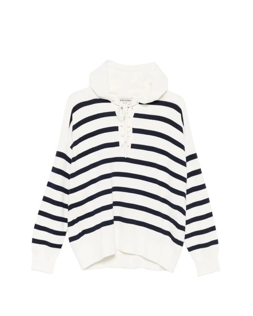 Semicouture White Striped Hoodie
