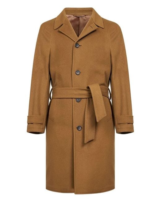 D4.0 Brown Buttoned Raglan Sleeve Coat for men
