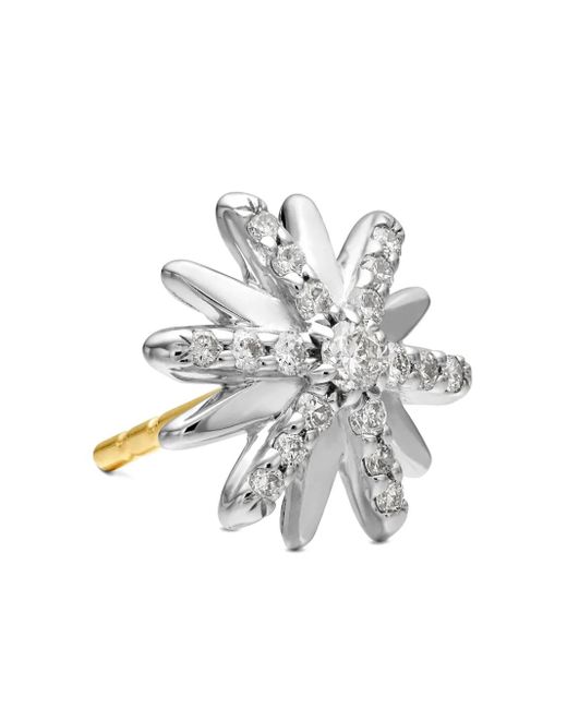David Yurman White Sterling Petite Starburst Diamond Stud Earrings (10Mm)