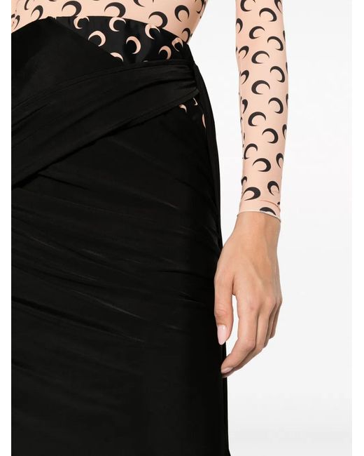 MARINE SERRE Black Regenerated Jersey Drapped Draped Skirt