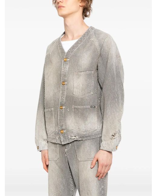 KAMIYA Gray Striped Denim Jacket for men