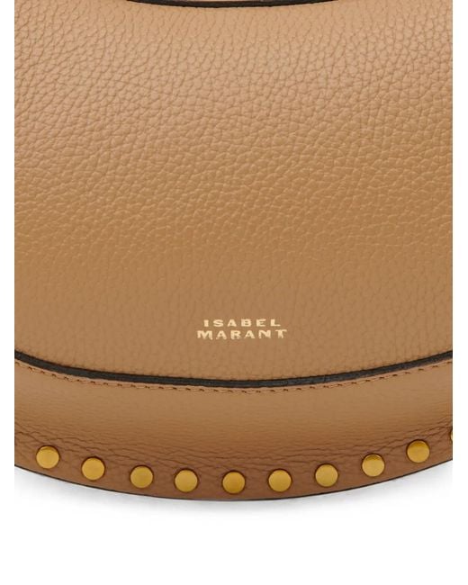 Isabel Marant Natural Oskan Moon Studded Leather Shoulder Bag