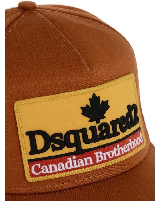 DSquared² Brown Embroidered-Patch Distressed Baseball Cap for men