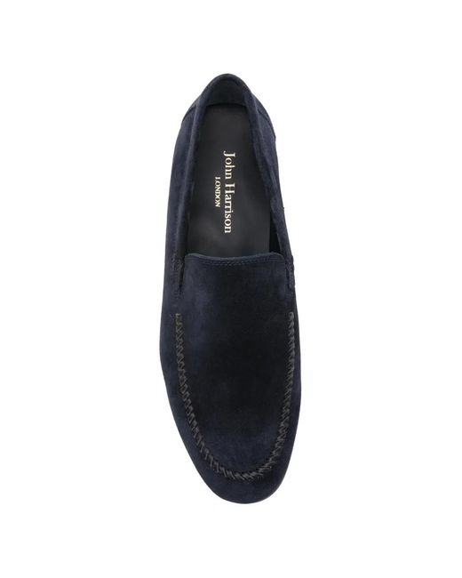 JOHN HARRISON Blue Whipstitch-Trim Loafers for men