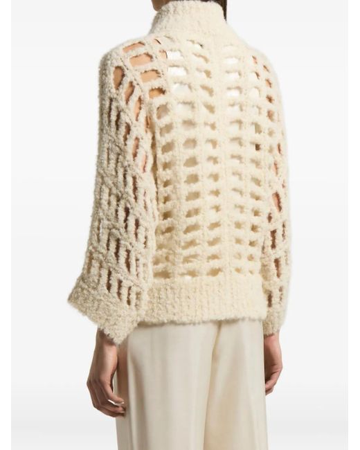 Peserico Women's Natural Geometric Cut-Out Cardigan