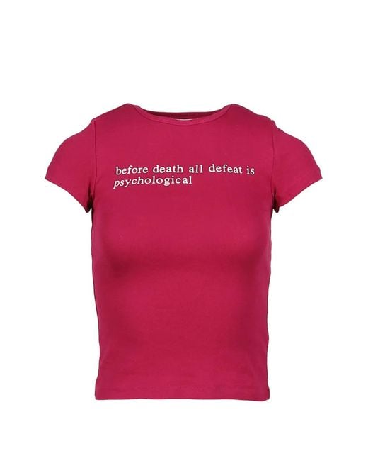 PRAYING Pink Before Death Slogan-Print Short-Sleeve T-Shirt