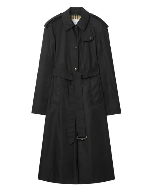 Burberry Black Long Nylon Hooded Car Coat