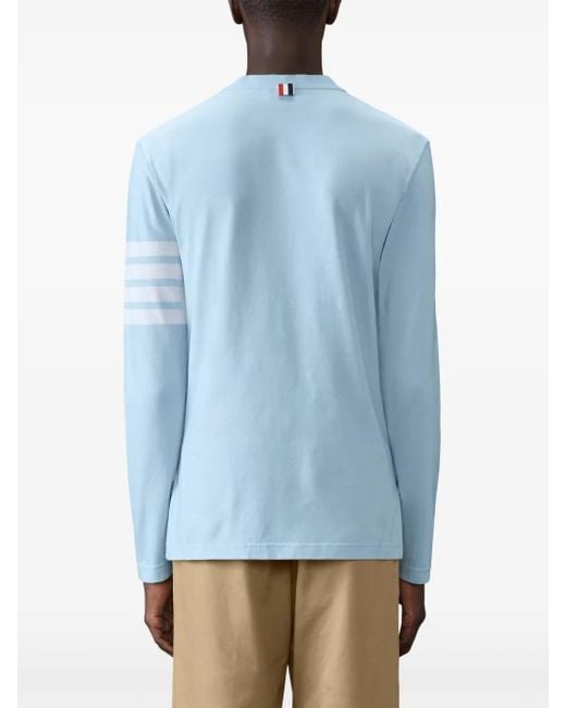 Thom Browne Blue Three-Stripe Long-Sleeved T-Shirt for men