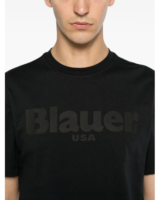 Blauer Black Logo-Print Crew-Neck T-Shirt for men