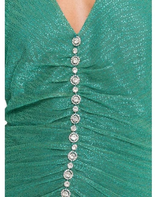 Nissa Green Crystal-Detail Maxi Dress