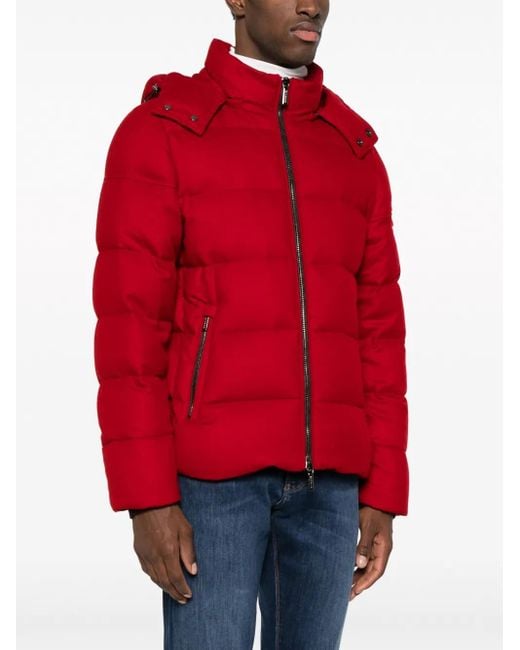 Moorer Red Brett Hooded Down Jacket for men