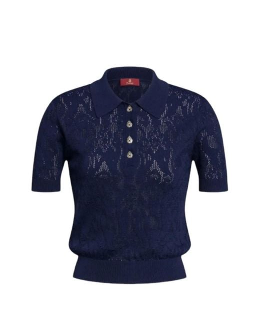 Dondup Blue Pointelle-Knit Polo Shirt